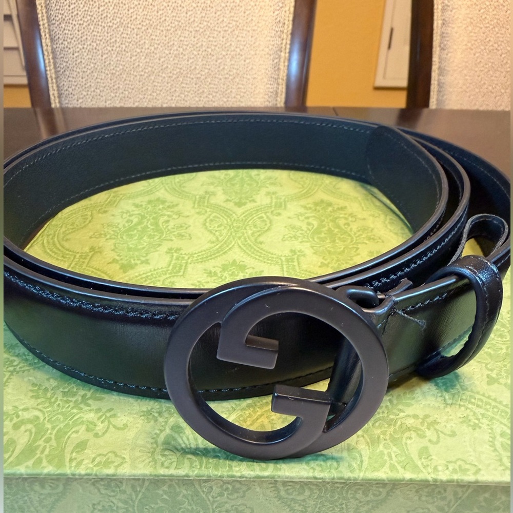 New Gucci GG Logo Buckle Black Belt Size 46 / 115 cm Fits a Waist 42 - 46 - Picture 5 of 11